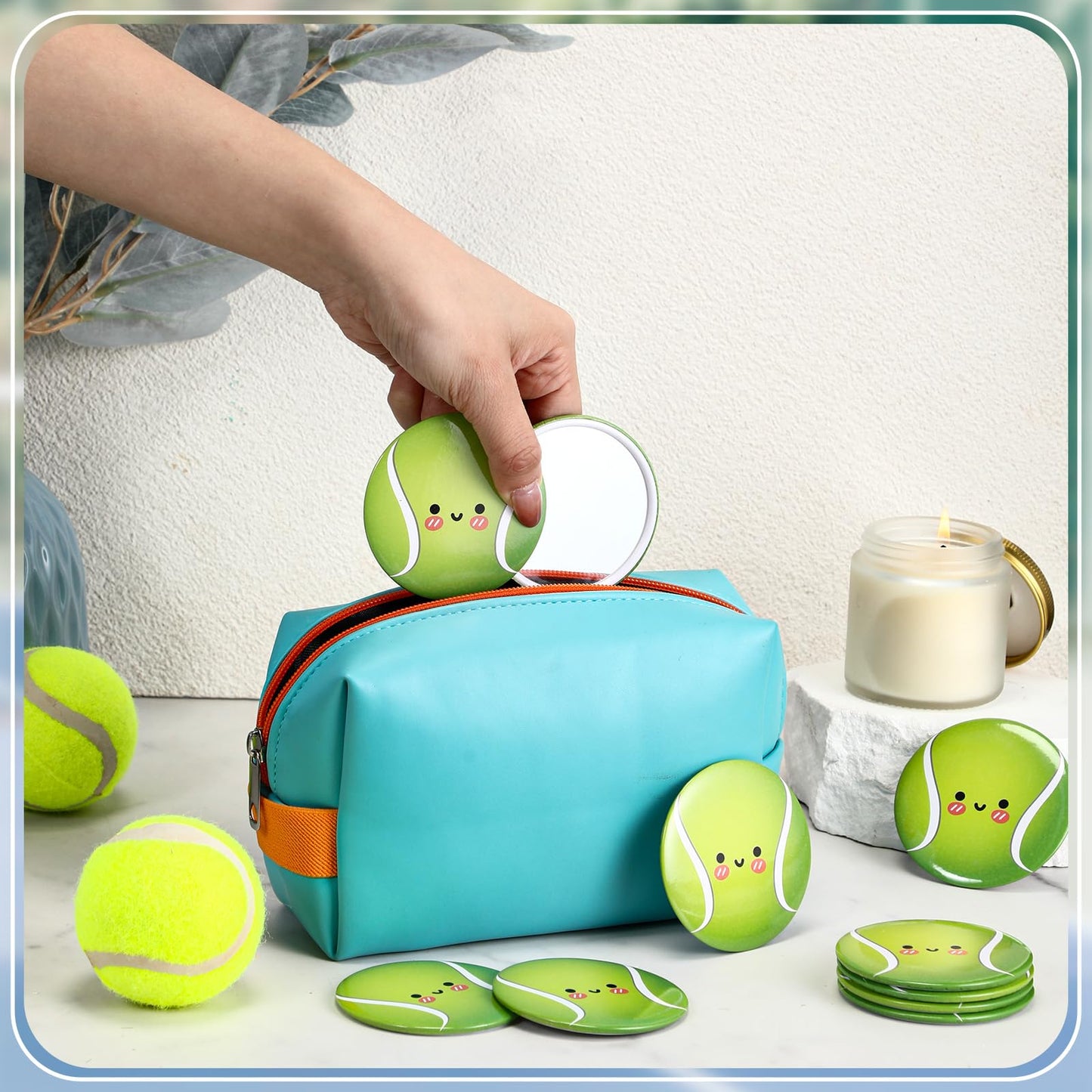 CroBlissful 18 Pcs Mini Compact Mirror Gifts for Women 2.76 Inches Pocket Purse Mirror Inspirational Gifts for Sports Lovers Team Accessories Supplies(Cute)