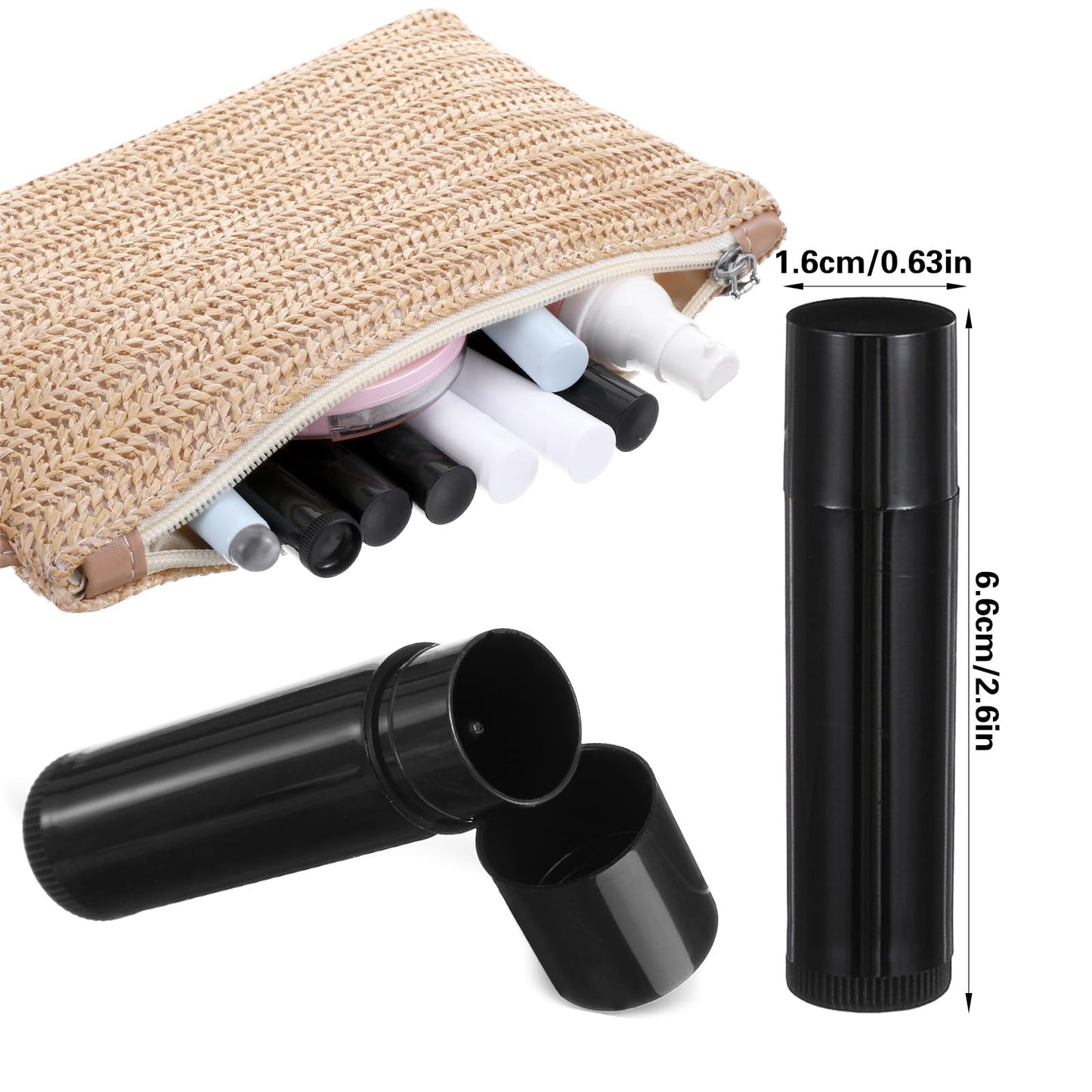 Elegaperma 30pcs Lip Balm Tubes Empty, 5.5g Rotatable Empty Lip Balm Tubes for Diy Lipsticks, Homemade Solid Perfume, Black & White