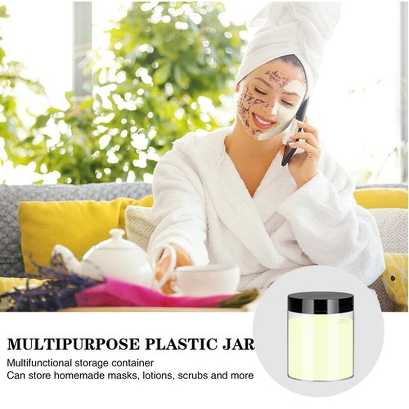 Hajoyful Plastic Jars with Lids 8OZ 36PCS,Small Cosmetic Slime Containers Clear Travel Round Jars Empty Refillable Sample Containers Leak Proof Pot Jars with Black Lids for Lotion, Cream, Cosmetics