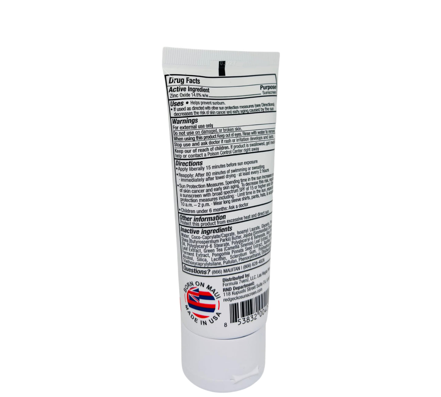 Red Gecko Mineral Sunscreen with Zinc Oxide Broad Specturm Reef Safe SPF 30