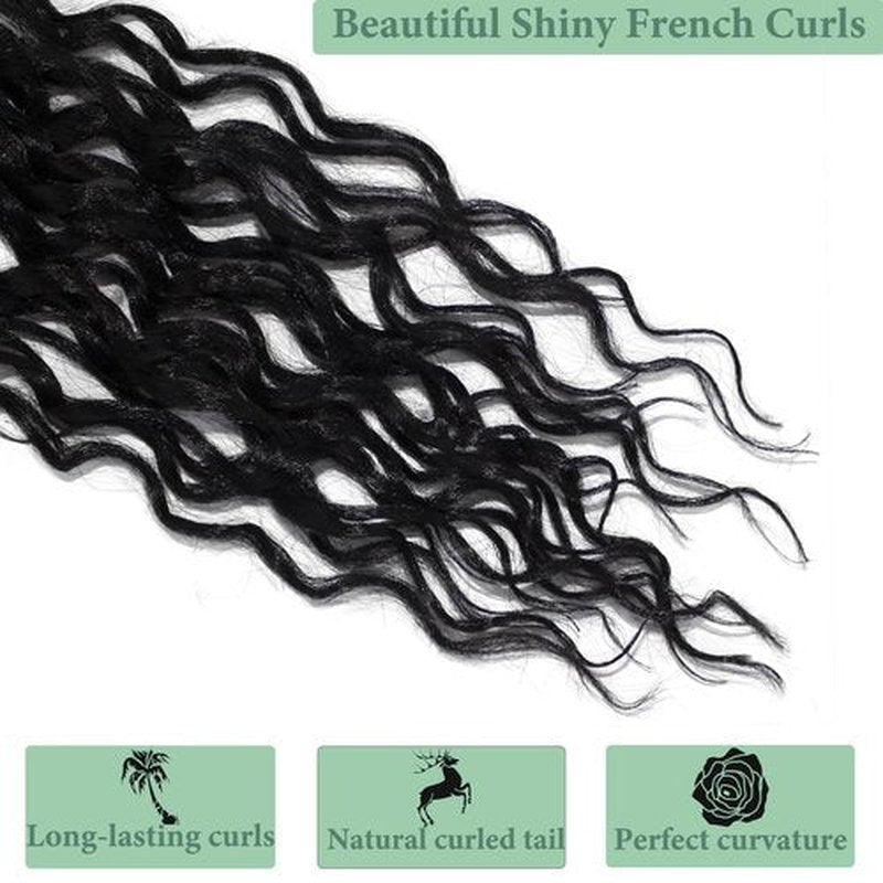 Crochet Hair for Women 12 Inch 8 Packs Deep Faux Locs Crochet Hair Goddess Locs Crochet Hair Soft Locs Pre Looped with Curly Ends Deep Wave Crochet Braids Locs Crochet Hair(Natural Black)