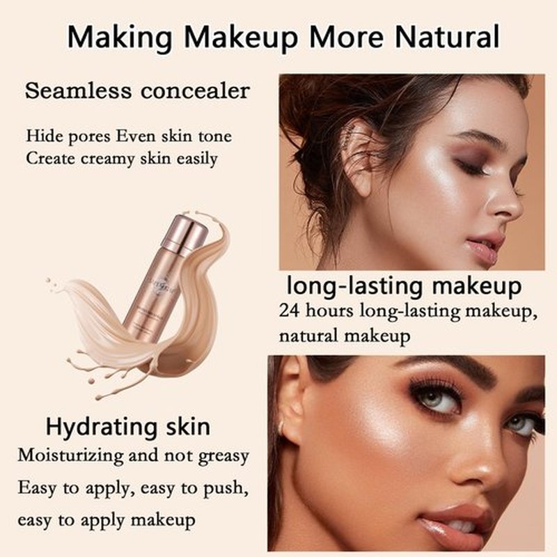 Airbrush Foundation Makeup Spray,Full Coverage Foundation for Waterproof Breathable,Natural Matte Finish, Concealer Moisturizing Foundation for Mature Skin,Brush & Powder Puff Include(Nude)