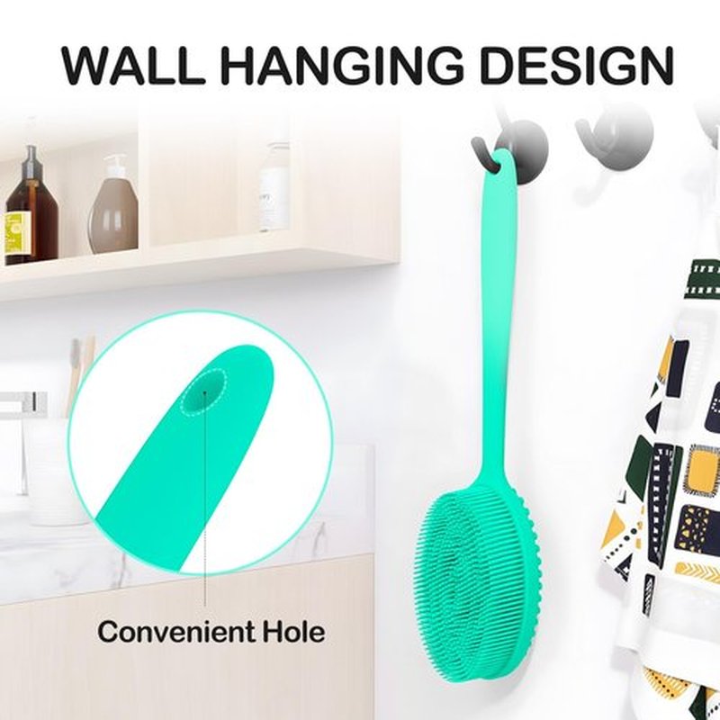 MateeyLife Silicone Body Scrubber Exfoliator with Handle, Gentle Back Scrubber for Shower, Shower Brush for Body, Bath Back Brush for Shower, Silicone Loofah Body Scrubber, Bath Scrubber for Body