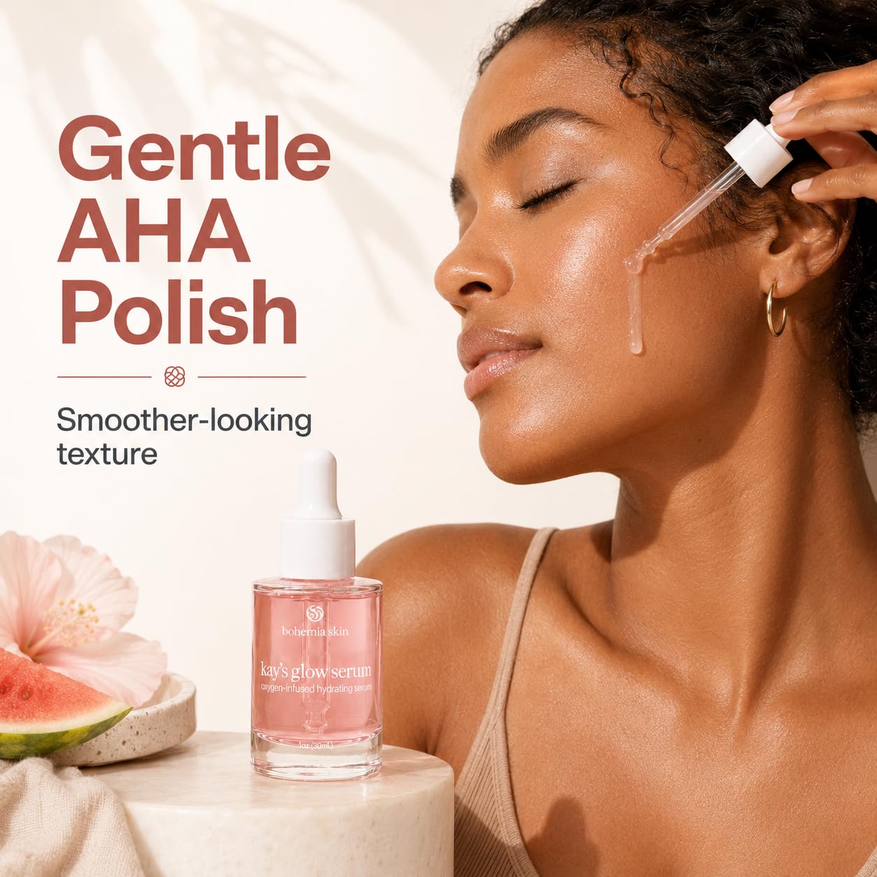 Bohemia Skin Kay’s Glow Serum – Oxygen-Infused THDA Vitamin C with Gentle AHA for Face and neck | Hydrates, Soothes and Brightens