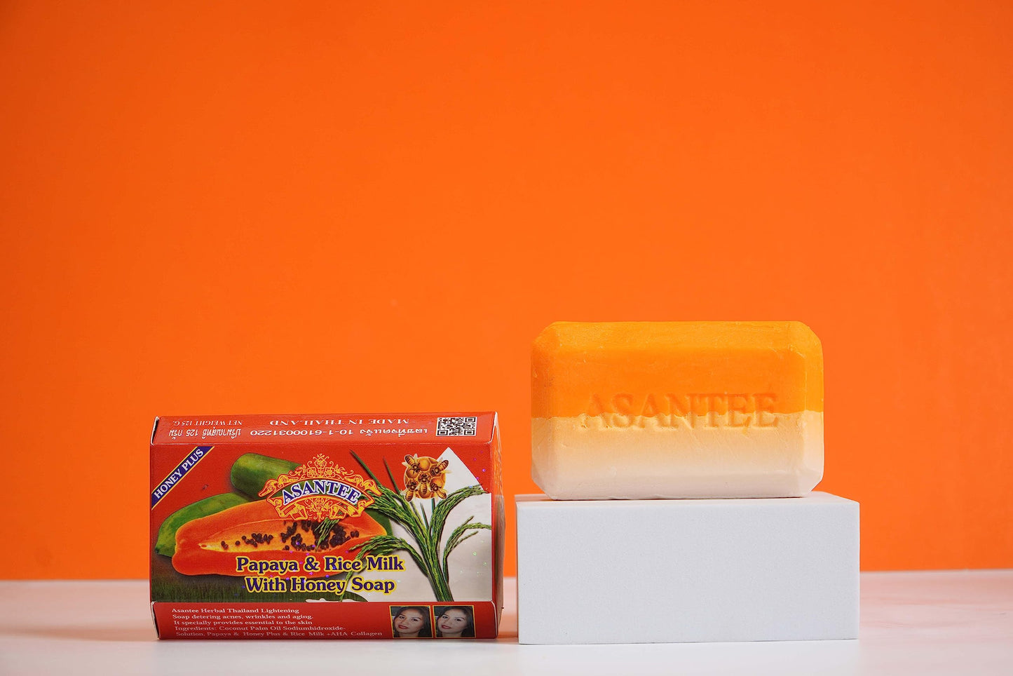 ASANTEE Papaya & Rice Milk with Honey Cleansing Soap 125 Grams (Pack of 1)