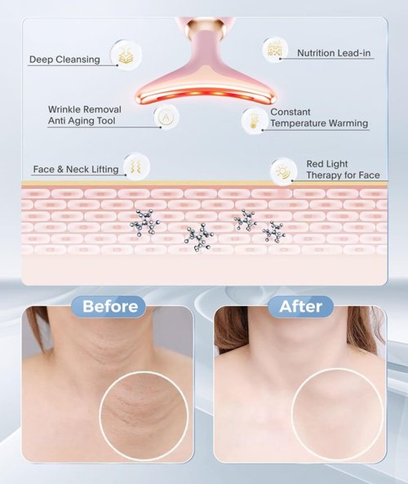 Fastaid 7-in-1 Skin Care Tools, Face Care, Face Neck Massager for Skin Care Routine at Home, Glossy Pink