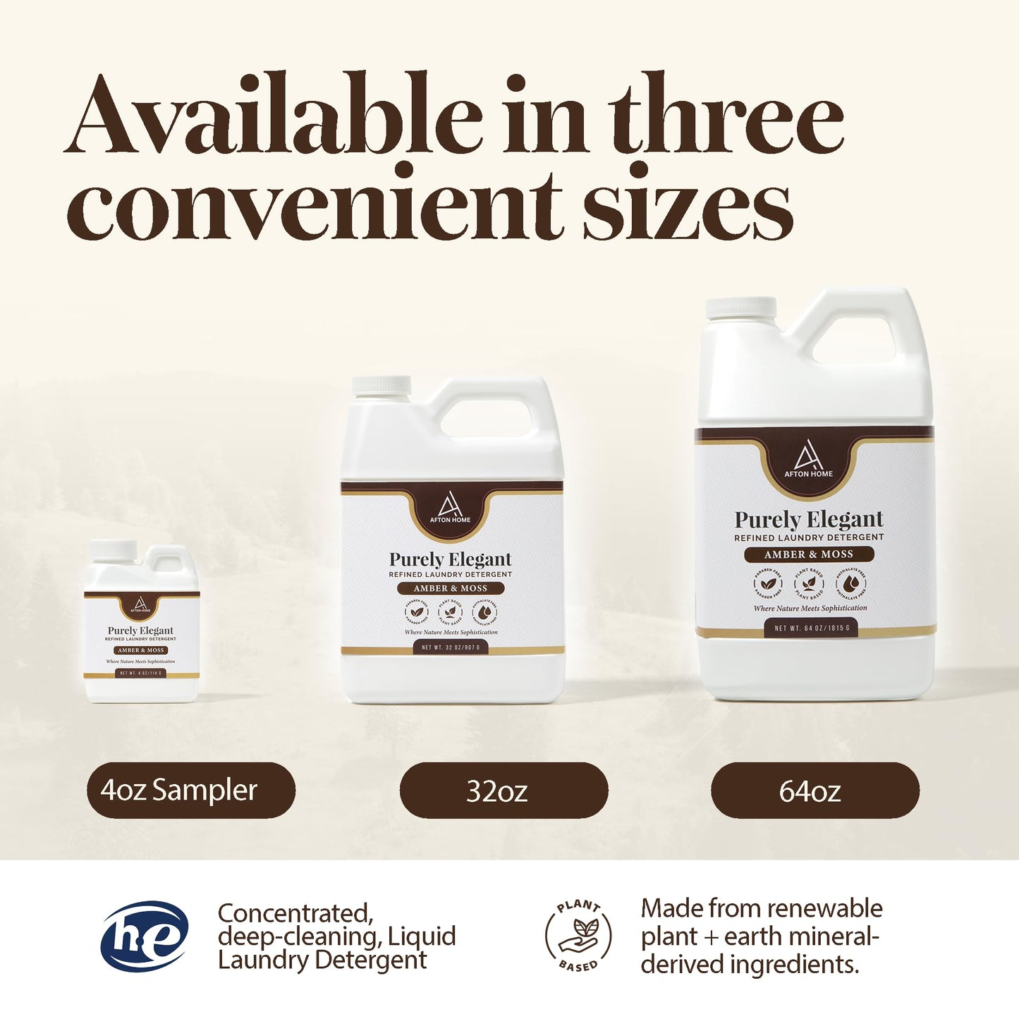 Luxury Laundry Detergent Liquid Soap Sampler 3 Pack by Purely Elegant, 4oz Travel Size Variety Set, Lavender & Chamomile, Amber & Moss, My Happy Place, Plant Based Biodegradable Sensitive Safe