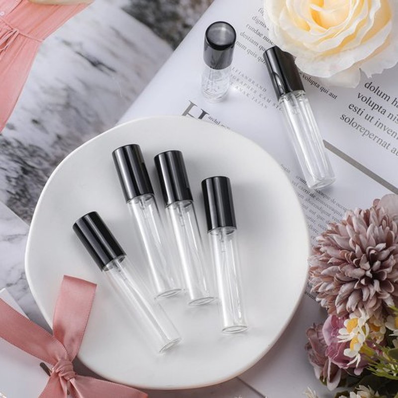Yinder 25 Pcs Perfume Travel Refillable Atomizer bulk Perfume Bottles Empty Mini Perfume Sample Spray Bottle Clear Fragrance Bottle Cologne Perfume Containers(10 ml,Black)