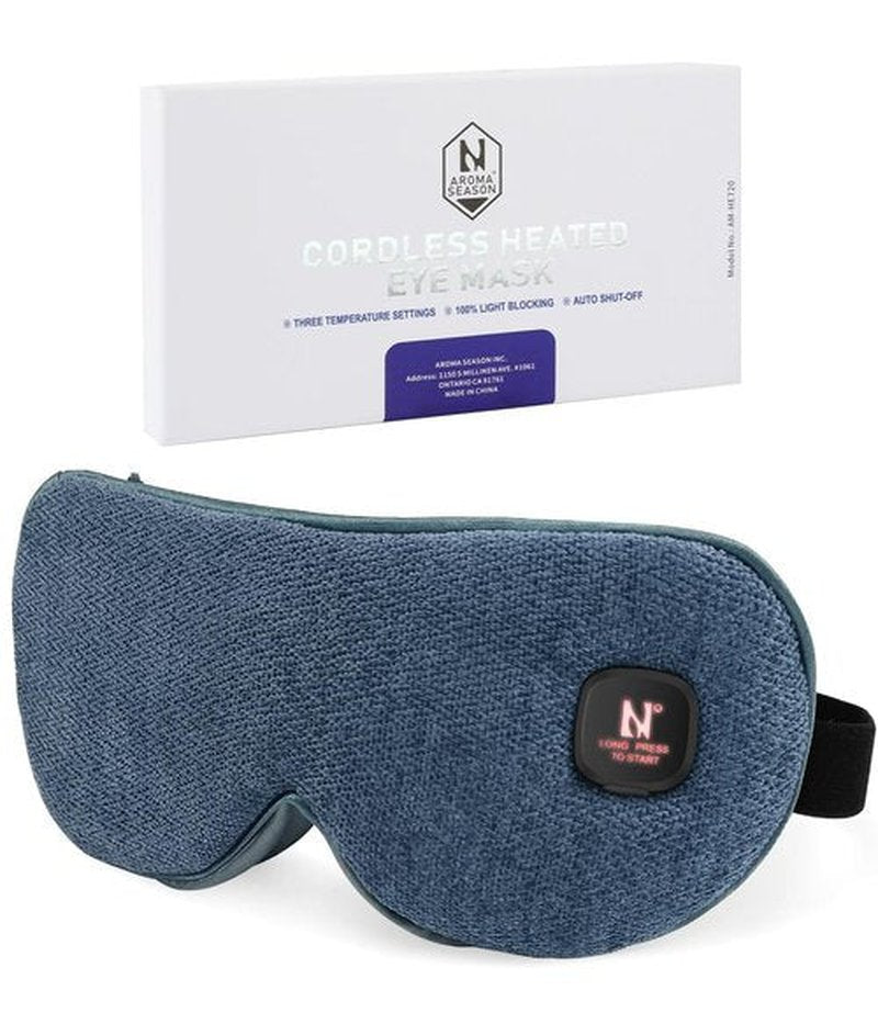Aroma Season Cordless Heated Eye Mask for Dry Eyes Warm Compress for Stye Blepharitis Chalazion MGD,Relaxing Sleep Mask Machine Washable Perfect Light Blocked (Blue)
