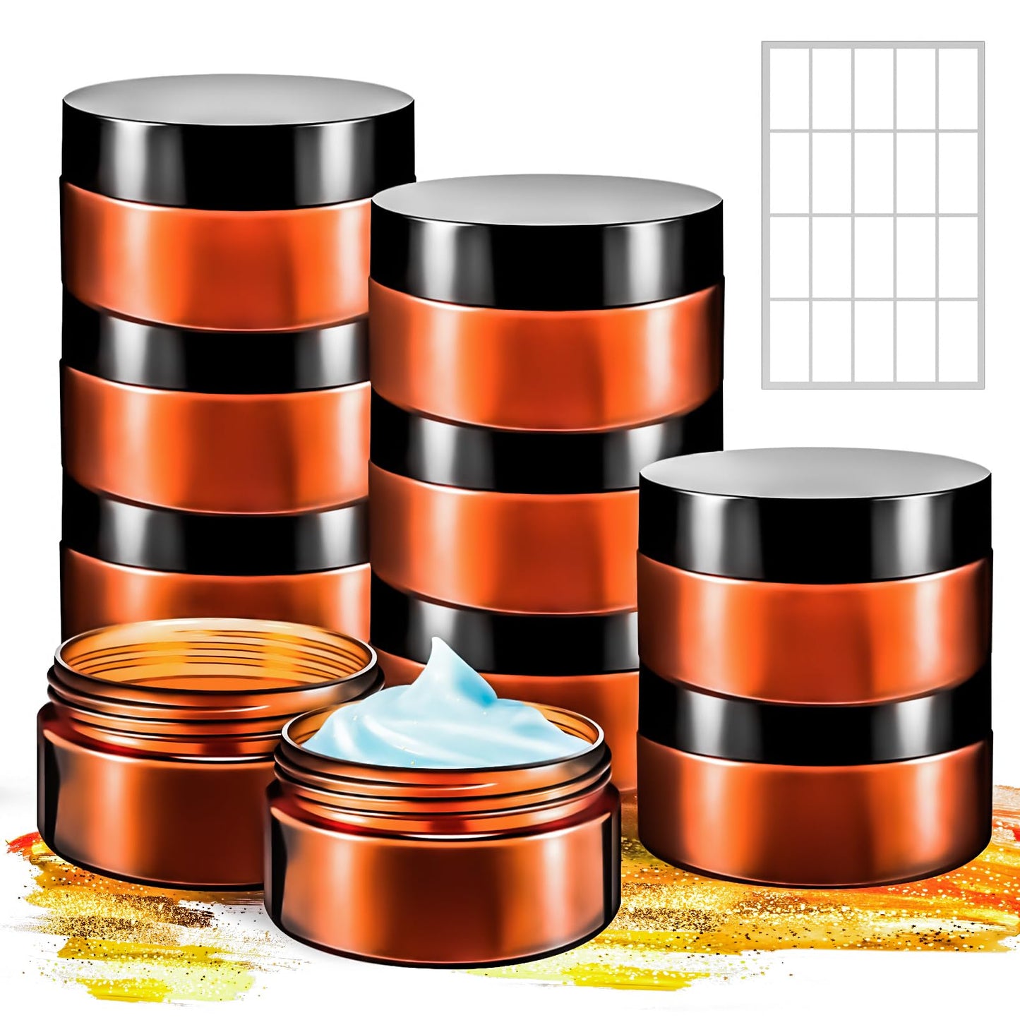 MotBach 10 Pack 4oz Plastic Jars with Lids, 120ml Round Amber Cosmetic Containers Makeup Jars,Travel Size Container Jar for Lotion Cream Eyeshadow Sample Powder Slime Ointment Salve Balm Storage