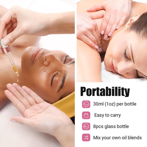 UMETASS 1 oz Glass Dropper Bottles, Pipette Bottles, Tincture Bottles with Dropper, Pink Glass Eye Dropper Bottles, Leakproof Glass Serum Bottles for Travel Essential Oils（8 Pack）
