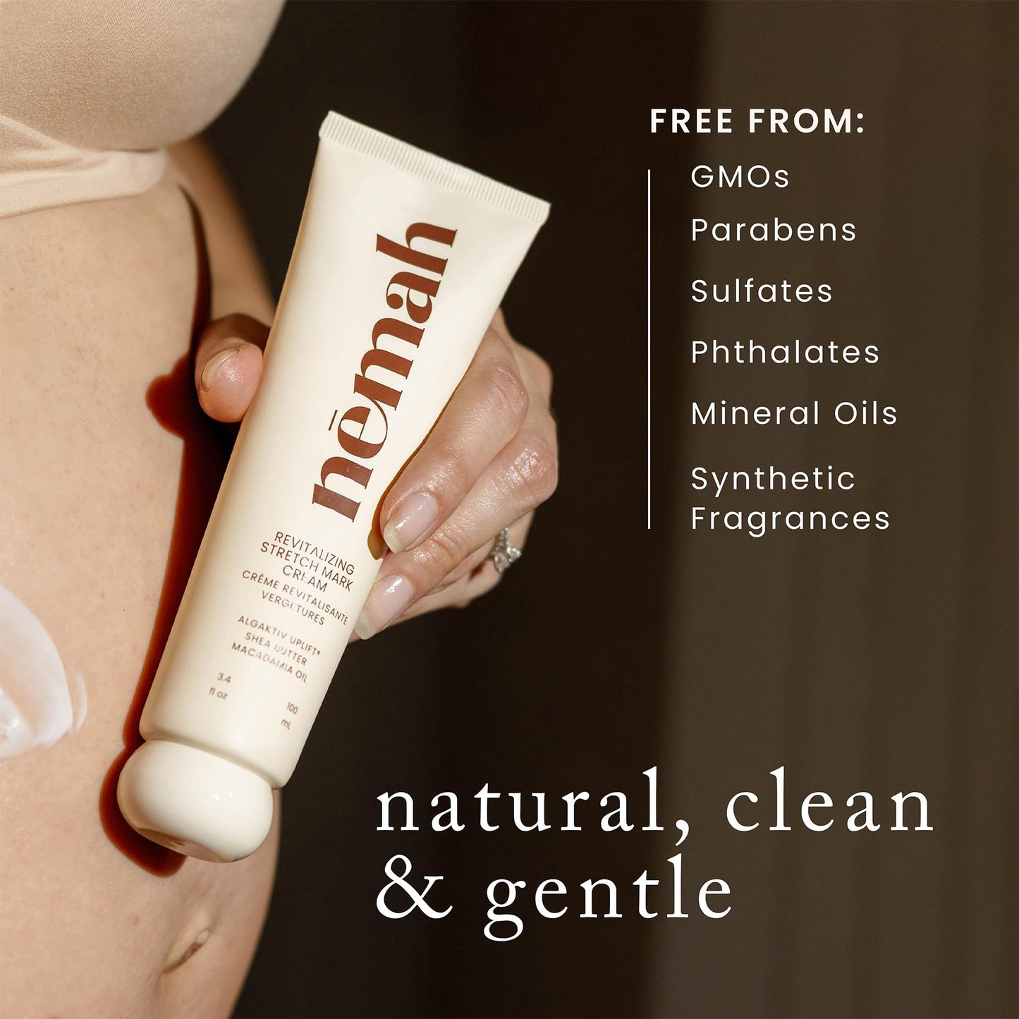 Nemah - Stretch Mark Cream for Pregnancy - Pregnancy Stretch Mark Prevention & Reduction, Postpartum Stretch Mark Cream with Vanistryl, Shea Butter, & Macadamia Oil - Vegan & Cruelty-Free - 3.5 oz.