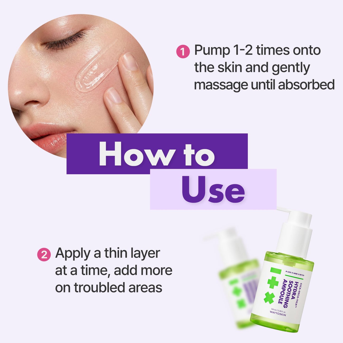 WAYTOSKIN Centella Calming Ampoule Serum – Korean Face Serum with Niacinamide, Tea Tree & Multi Hyaluronic Acid for Oily, Combination Skin 3.38 fl oz. / 100ml