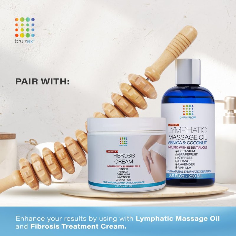 Wood Therapy Massage Tool - Lymphatic Drainage Roller Stick for Leg, Back & Thigh Muscle Relief | Post Liposuction & Fibrosis Treatment