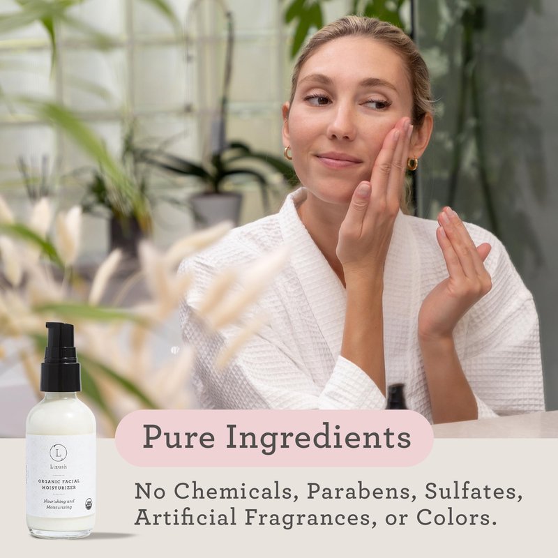 Lizush Organic Handmade Facial Products - Facial Cleanser, Toner, Moisturizer, Oil for a Healthy and Glowing Complexion - Complete Skin Care Products for Daily Use (Facial Moisturizer)