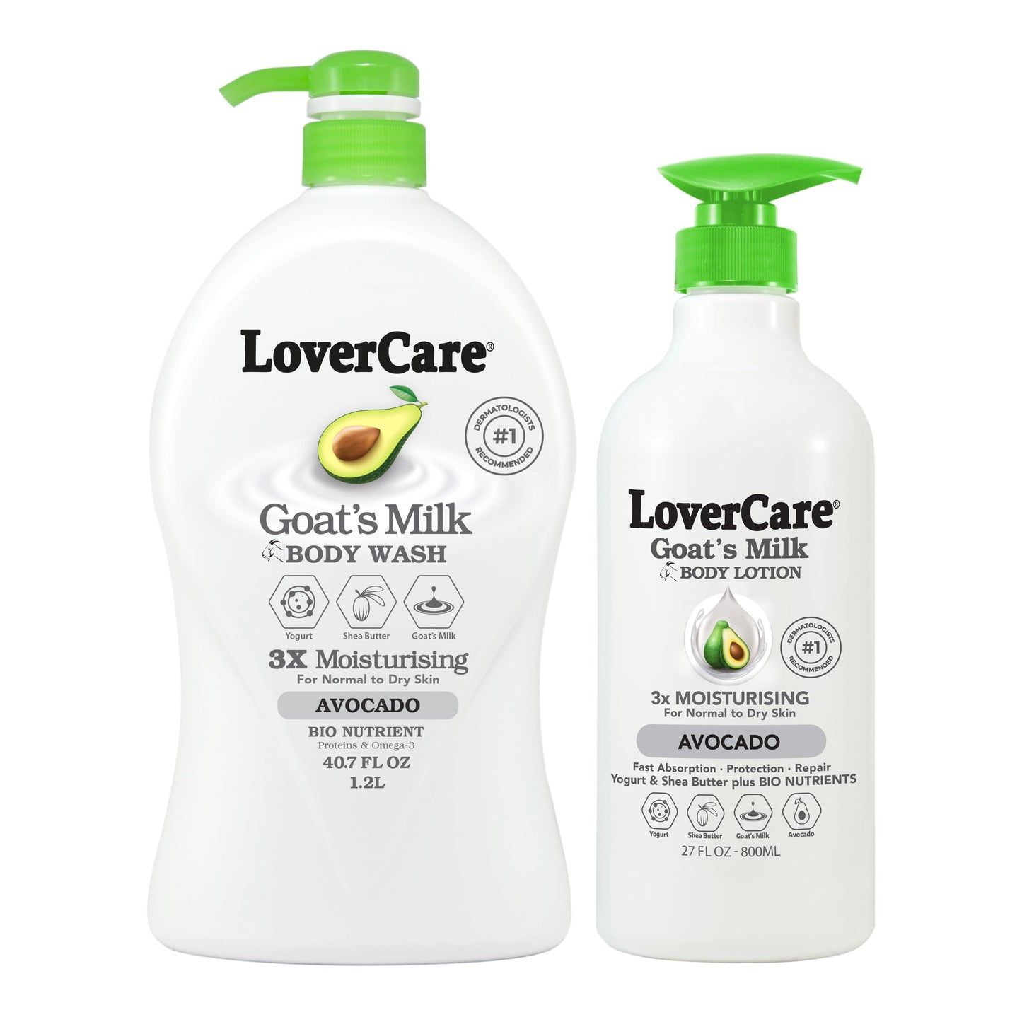 Lover's Care Goat Milk Body Lotion for Dry Skin Avocado 27.05 oz (800ml) - Combo Body Lotion & Body Wash…