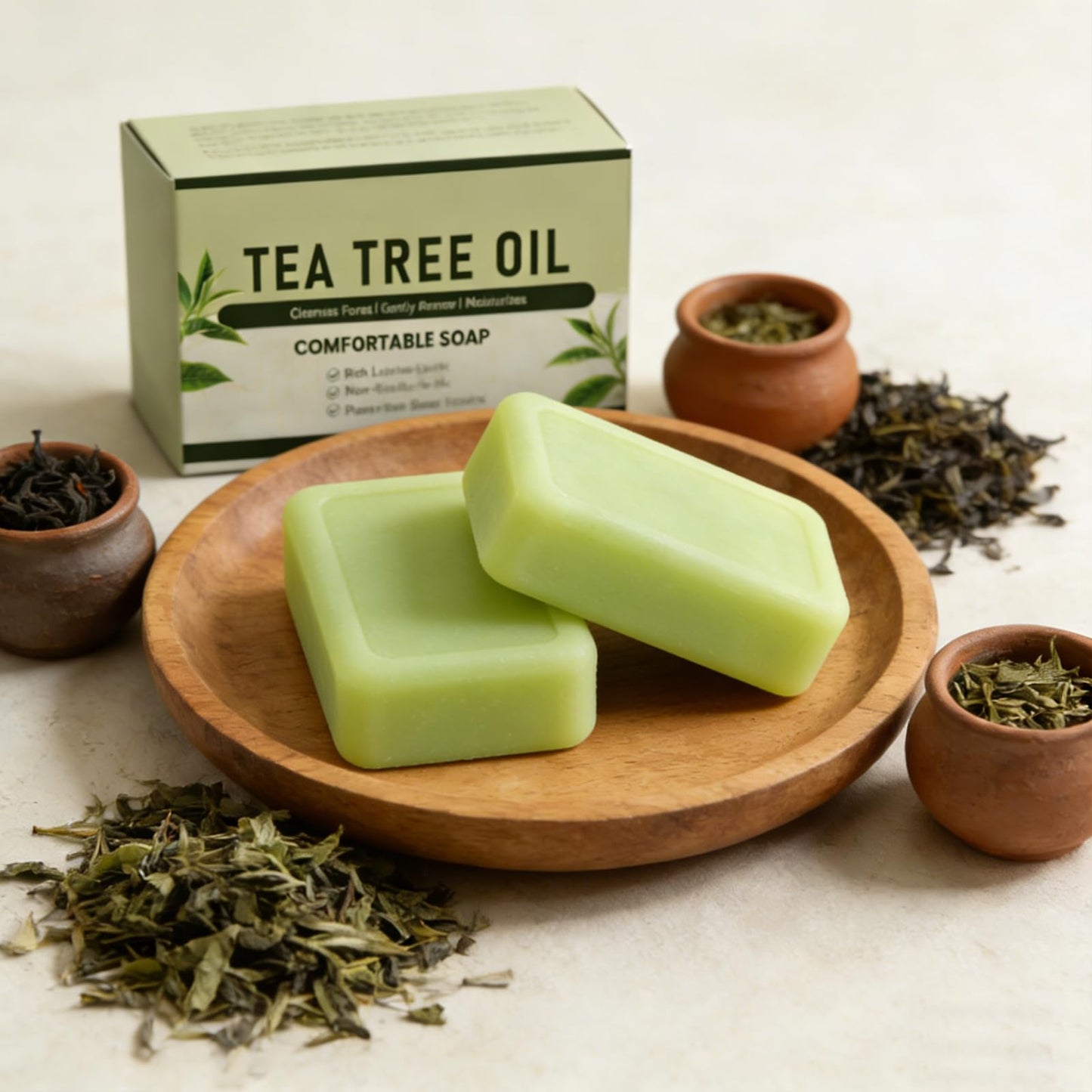Gptkop 2PCS Tea Tree Oil Soap Bar | Purifying & Balancing Body Soap for Men & Women with Natural Oil, Gentle Exfoliating Bar for Face, Foot & Body Care