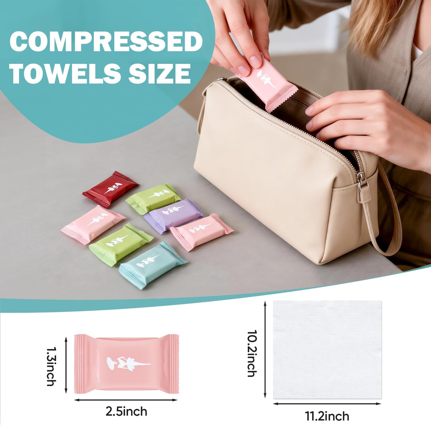 Treeroot 42 Pcs Disposable Compressed Towels, Disposable Washcloths for Adults, Disposable Towels for Travel, Thicker Super Absorbent Wash Cloths for Travel, Essentials for Outdoor Camping, Hiking