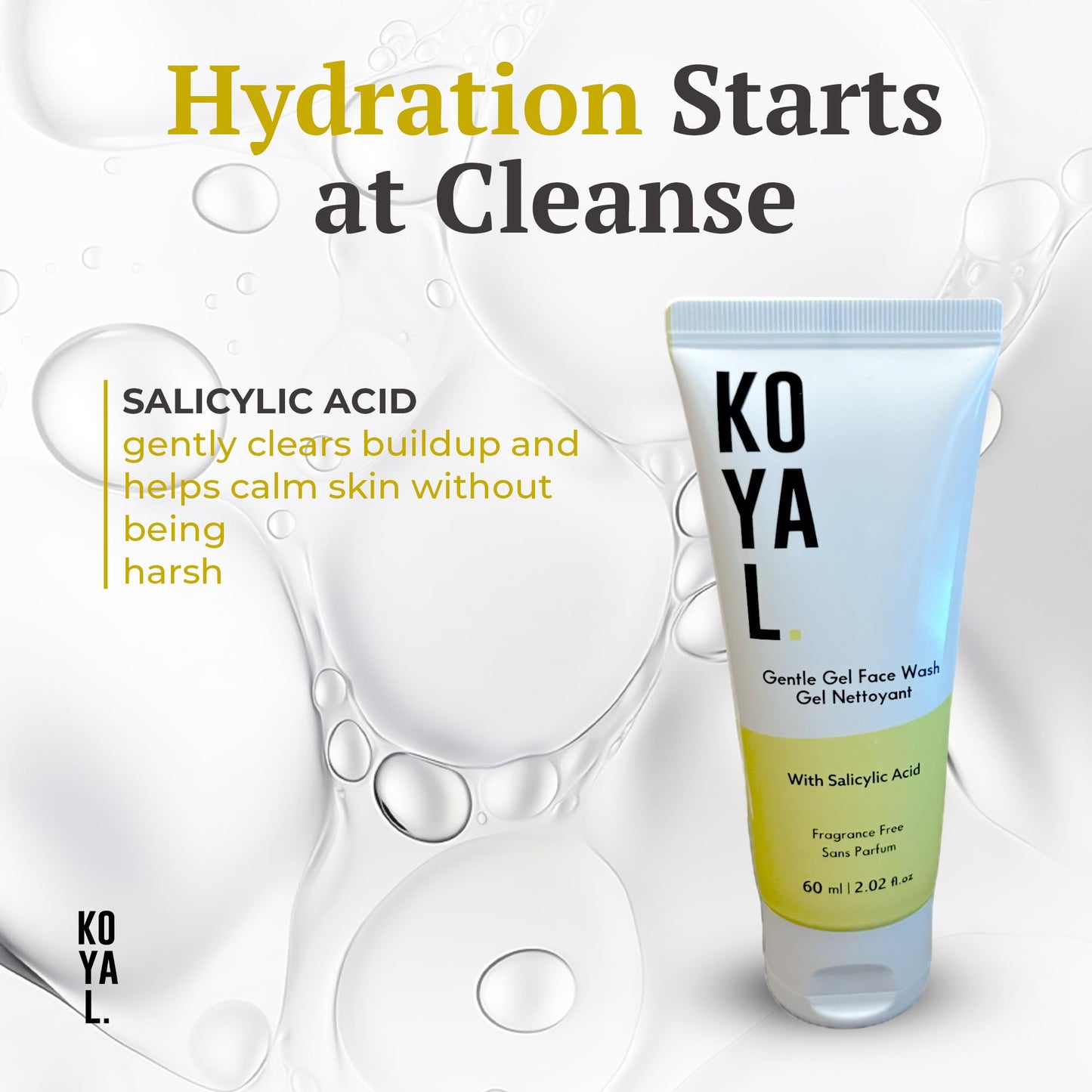 Koyal Beauty Gentle Gel Face Wash for Sensitive Skin - Hydrating Cleanser with Panthenol & Glycerin - Fragrance Free, Vegan, Sulfate Free - Face Wash for Dry Skin