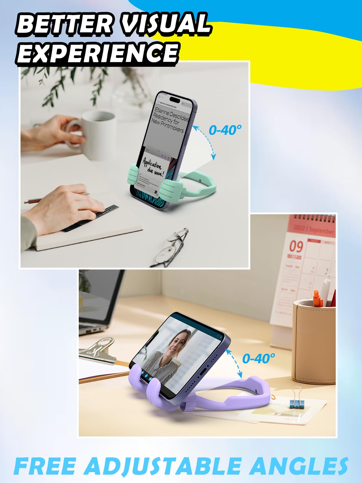 Graduation Gifts for Teens Girls Kids Cell Phone Stand: UPGRADE Adjustable Thumbs Up Lazy Phone Holder for Desk Fun Gadget Stocking Stuffers Teenager Boys Adult Wife Women Mom Tween Gift Trendy Stuff