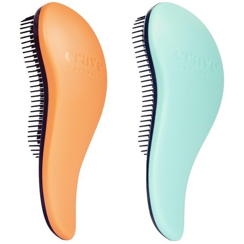 Crave Naturals Glide Thru Detangling Brush for Adults and Kids Hair - Detangler Brush for Natural, Curly, Straight, Wet, Dry Hair - Crave Naturals Detangling Brush Hair Brush Bundle, Coral/Turquoise