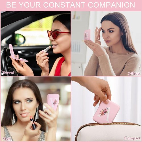 STINI Personalized Gifts for Women - Birthday Gifts for Women, Friend Female Gifts, Mothers Day for Her Mom Teacher Coworker Sister Daughter, Compact Pink Makeup Mirror Initial E