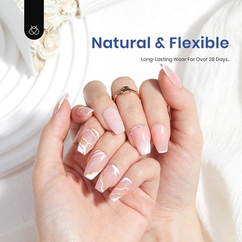 Beetles Gel Nail Kit Easy Nail Extension Set 504Pcs Pre Filed Half Matte Short Coffin Gel Nail Tips with 5 in 1 Multipurpose Glue Gel Base Uv Led Nail Lamp No Wipe Base Coat Soak Off Long-Lasting