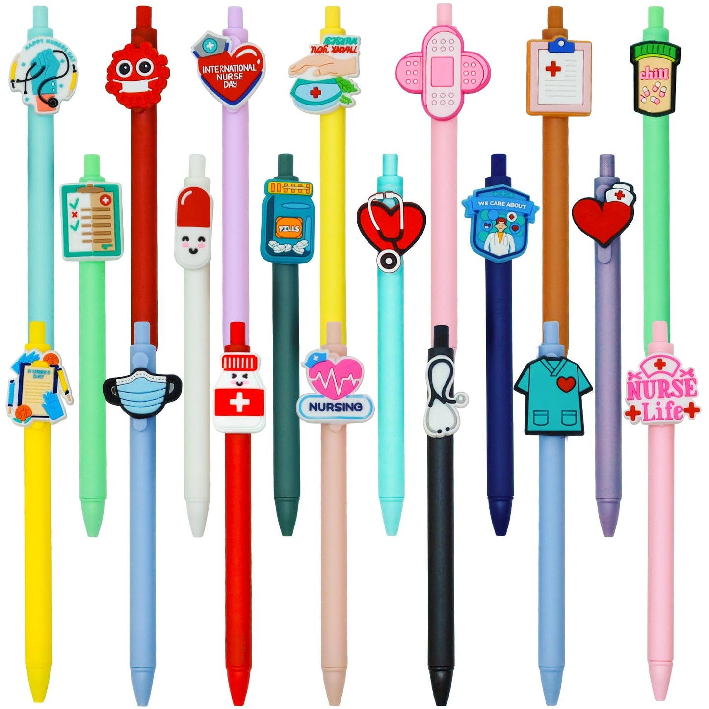 SYFDXD 20 Pcs Cute Nurse Pens, Funny Nursing Accessories Gel Pen Black Ink Set for Medical Assistant Student Essentials Nurse Week Gifts Appreciation Gift Work Aesthetic