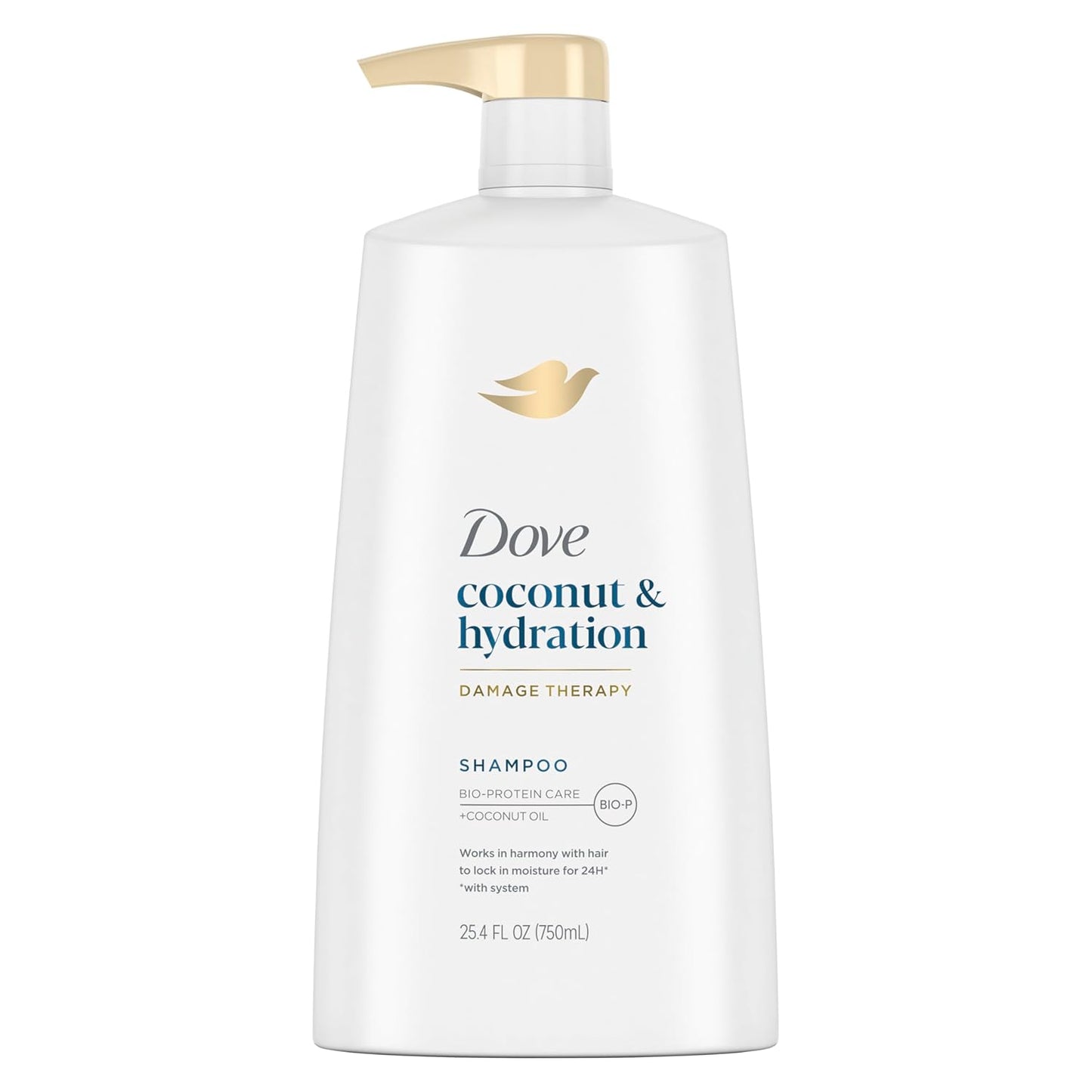 Dove Damage Therapy Shampoo 6-Pack, Coconut & Hydration, 24H Hydration for Revitalizing Dry, Damaged Hair, 12 Oz Ea