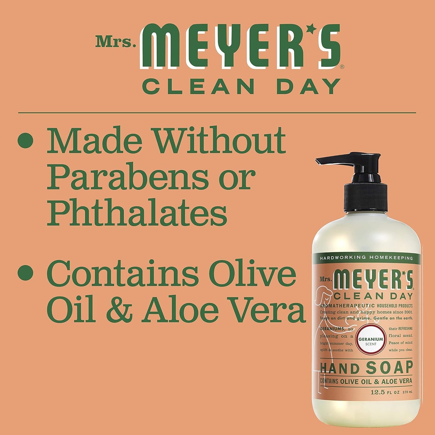 Mrs. MEYER'S CLEAN DAY Liquid Hand Soap Variety Pack 12.5 OZ Each, 3 Count (Geranium + Honeysuckle + Rosemary)