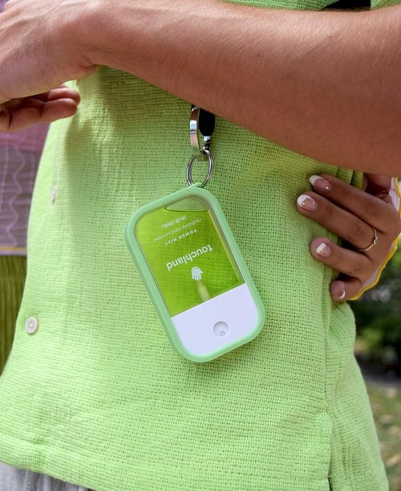 Touchland Mist Case for Power Mist and Glow Mist (1FL OZ), Protective and Stylish Hand Sanitizer Spray Accessory, Silicone Case with Keyring, Matcha Green