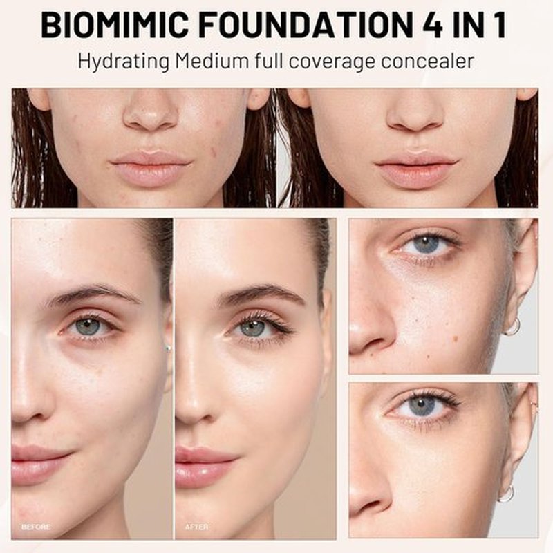 Match Cosmetics Foundation,Match Foundation 4 in 1,Foundation 4 in 1 - Medium Spectrum,Ultrablend 4 in 1 Foundation,4 in 1 Foundation Liquid with Spf 50,4 in 1 Concealer,Longwearing Waterproof (2PCS)