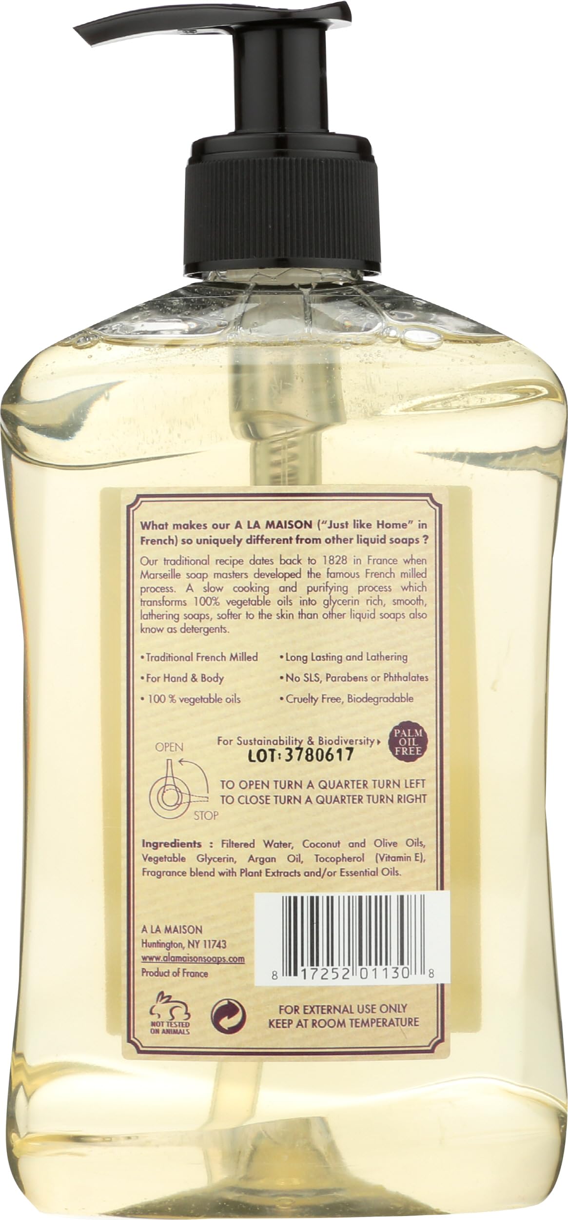 A LA MAISON Fig & Basil Natural Hand Wash Made with Essential Oils - Biodegradable, Plant-Based, Vegan, Cruelty-Free (16.9 Fl Oz Bottle)
