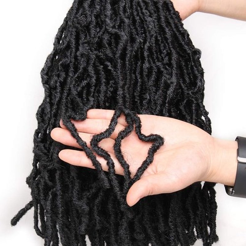Leeven 12 Inch Short New Soft Locs Crochet Braids Hair For Distressed Butterfly Locs Hair 36 Strands Black Curly Faux Locs Crochet Braiding Hair For Women 1B#