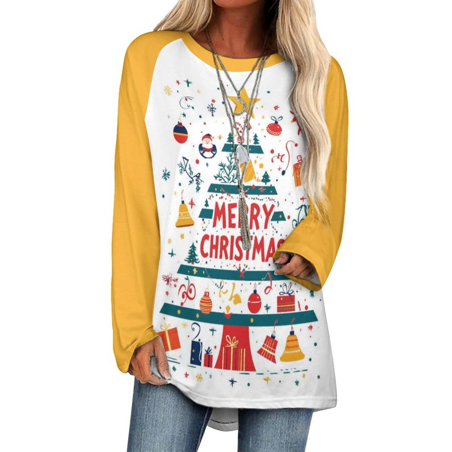 LOAIHA Christmas Sweatshirts for Women Christmas Tree Shirt Xmas Tree Gift Casual Long Sleeve Tshirt Pullover Merry Christmas Tops,Tree-12,4XL