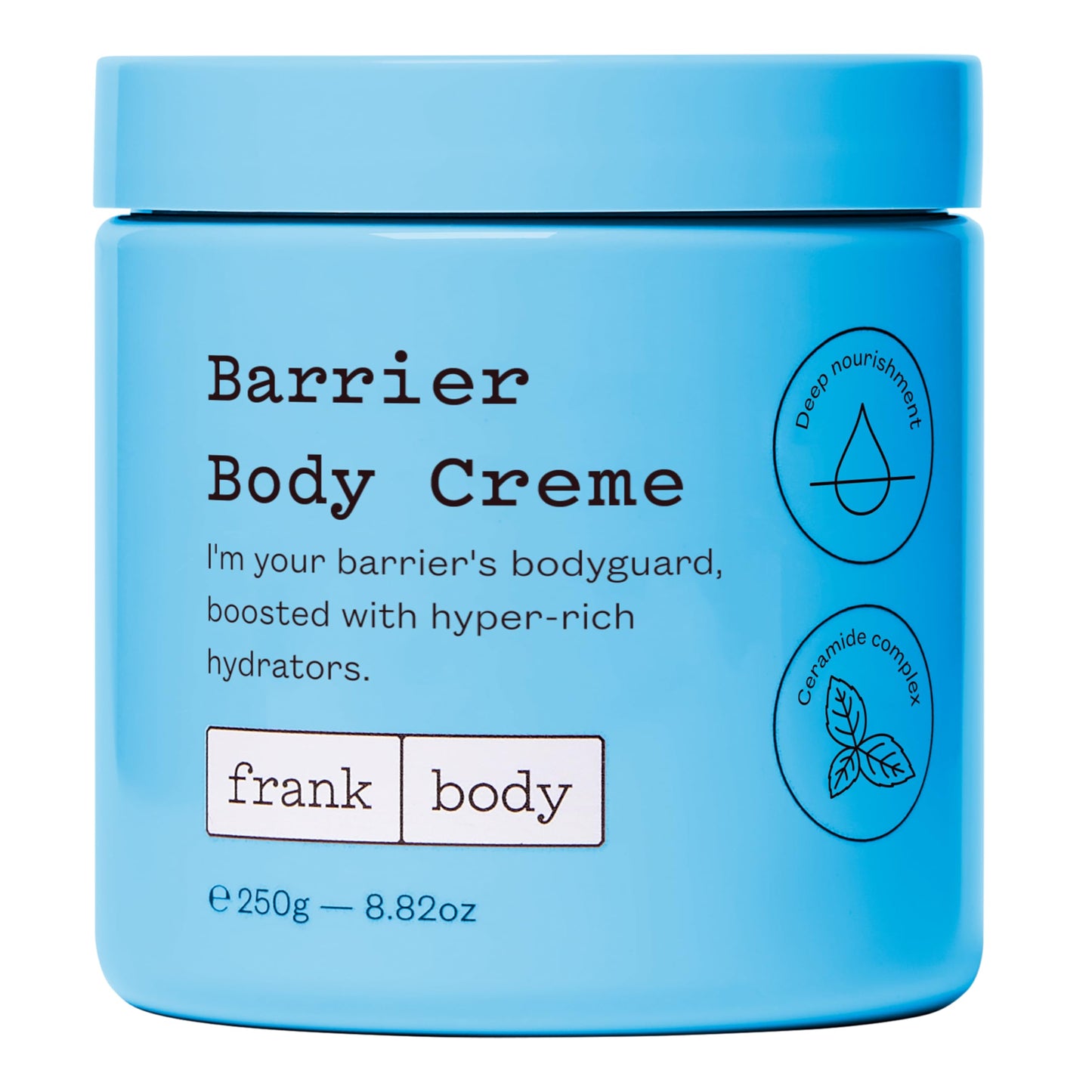 frank body Barrier Body Cream | Deep Hydration for Dry, Itchy, Reactive Skin with Ceramides, Panthenol & Niacinamide | Vegan, Cruelty Free | Peach Scent | 7.77 oz / 230 ml