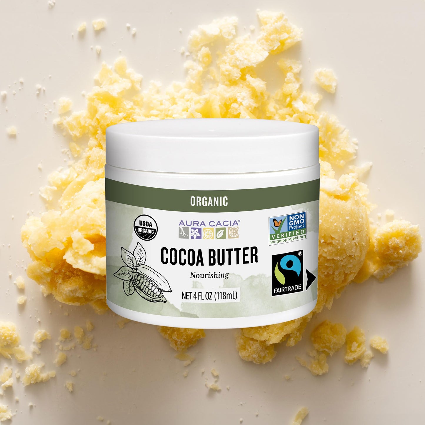Aura Cacia Natural Cocoa Butter, 4 Ounce (113 g)