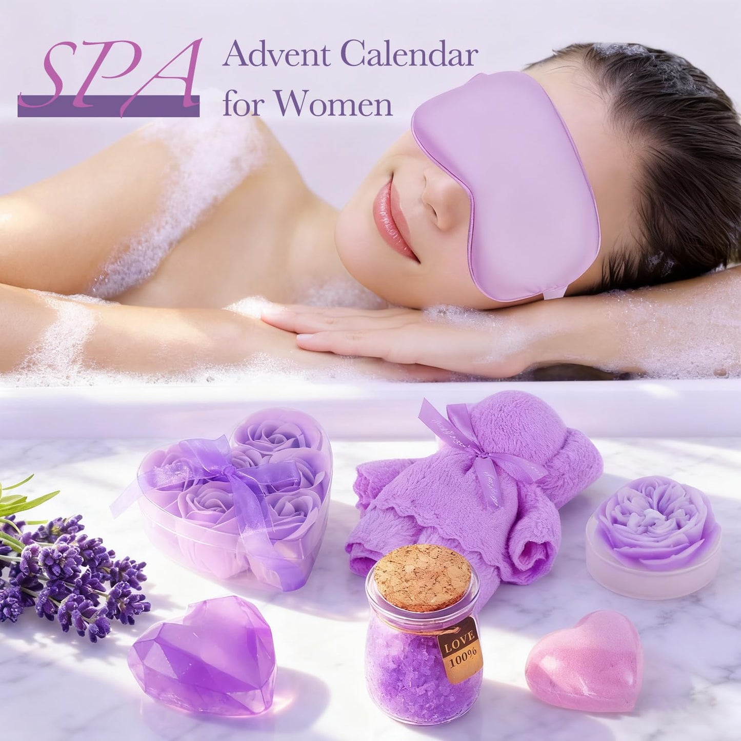Advent Calendar 2025 - Advent Calendar for Adults - 12 Days Christmas Advent Calendar for Women - Lavender Spa Gift Baskets , Advent Beauty Calendar for Teenage Girls, Mom, Wife, Girlfriend, Sister 13Pcs