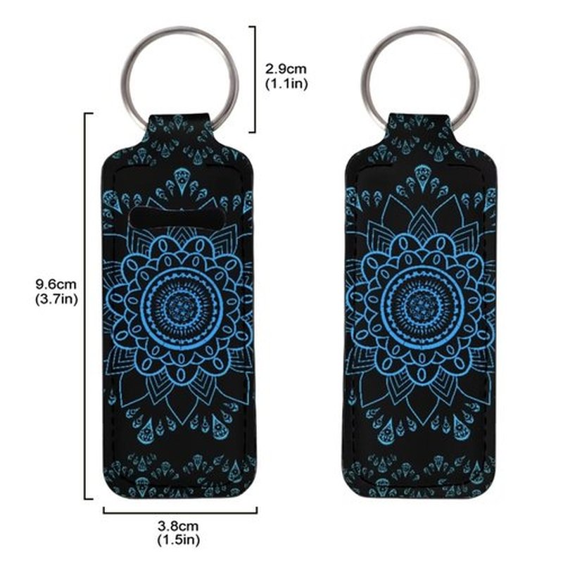 SEANATIVE Mandala 5 PCS Chapstick Holder Keychain Clip-on Sleeve Chapstick Pouch Neoprene Keychains Lipstick Holder Lip Balm Holster Keychain Holder for Chapstick Tracker Travel Accessories