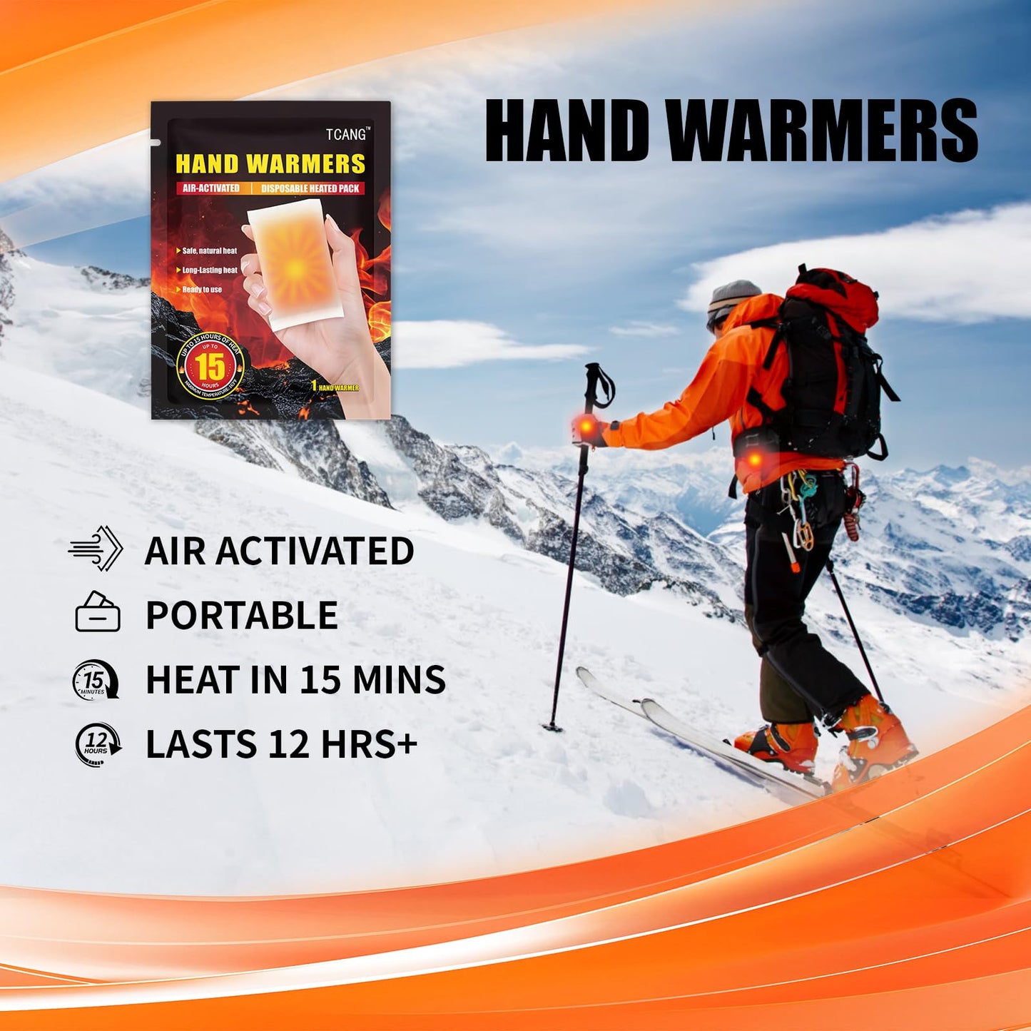 200 Pack Hand Warmers Disposable - Up to 15 Hours of Heat - Super Long Lasting Air Activated Warmers, All Natural & Portable for Body, Hands & Toes - Odorless Hot Warmer Gifts for Winter Work
