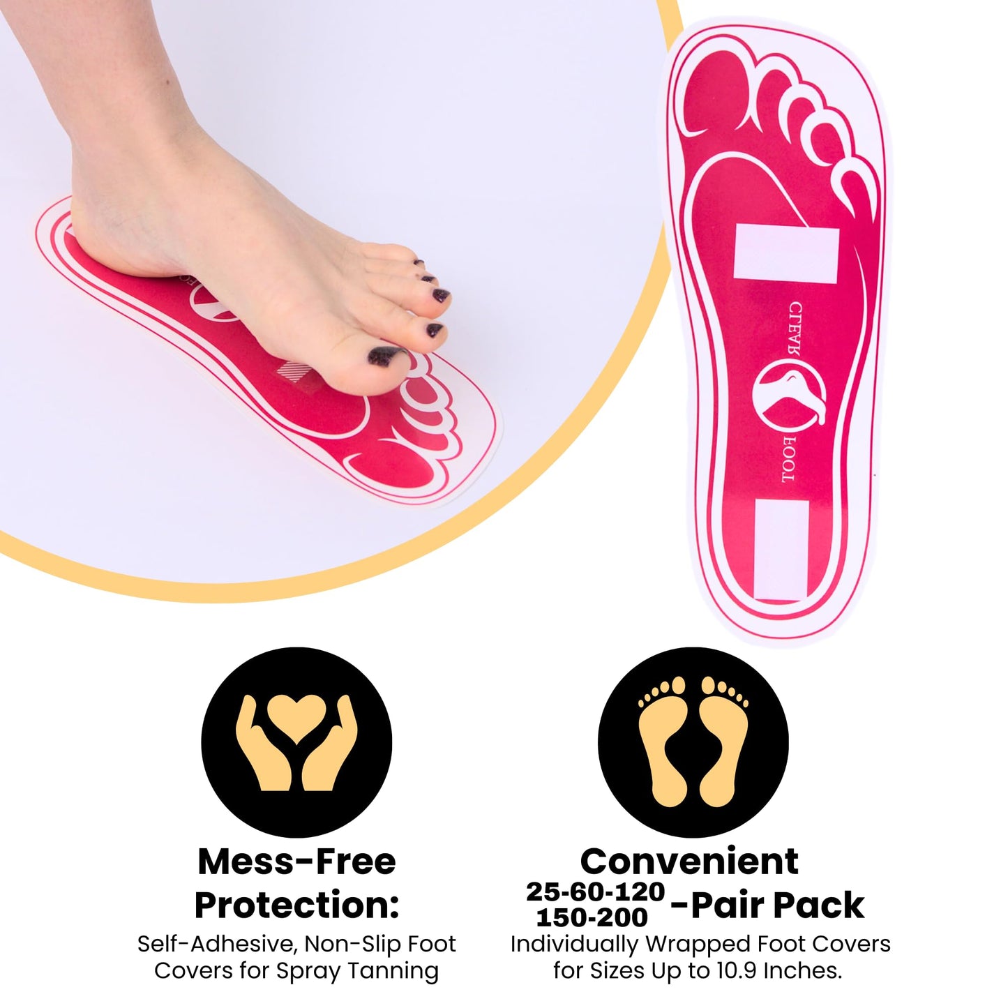 25Pairs(50Feets) Disposable Stick Spray Tanning Feet Pads Perfect for preventing spray tan solution,Deluxe & Hygienic Spray Tan Feet Pads-Ideal for Salons