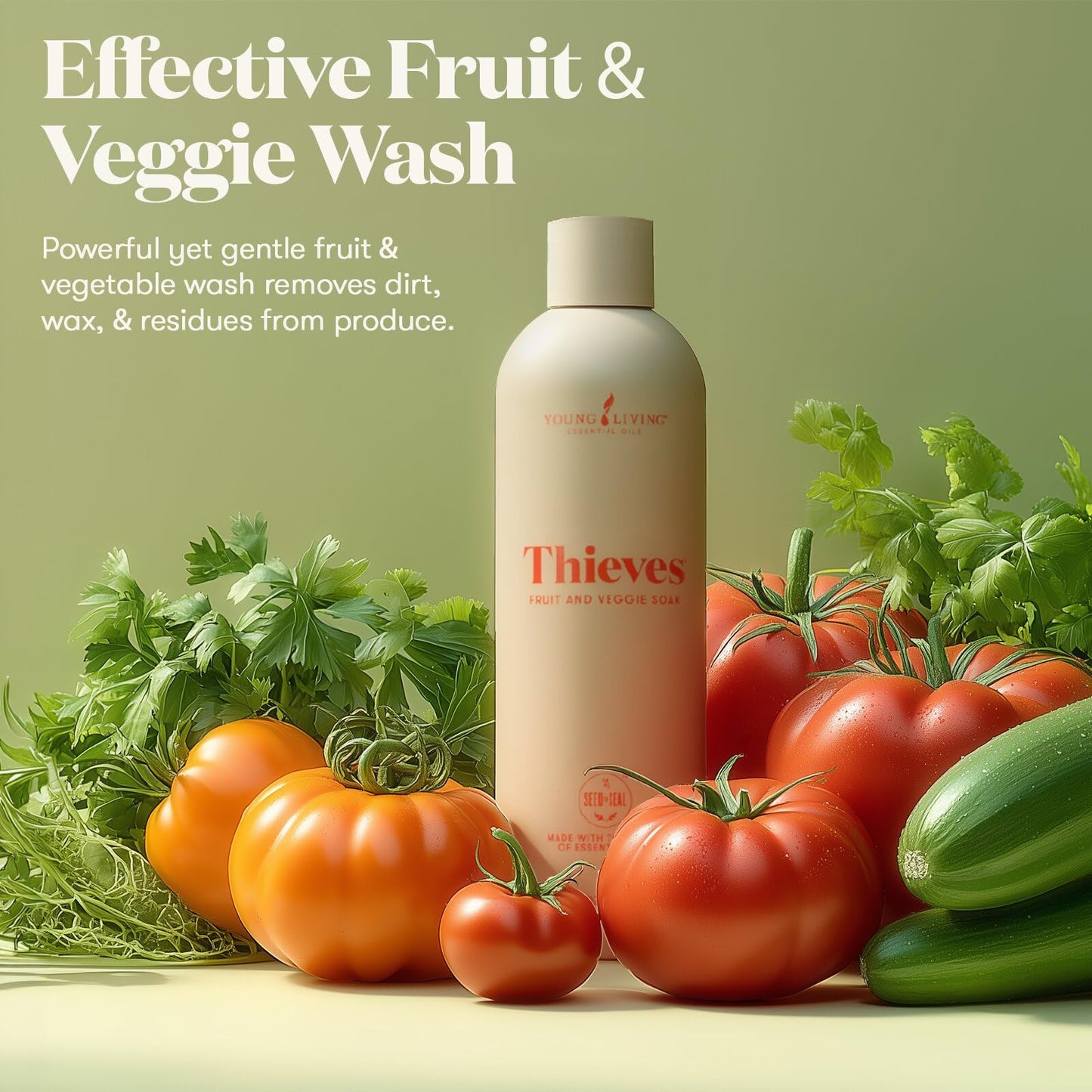 Young Living Thieves Fruit & Veggie Soak, 14.4 fl oz | Natural Home Care Cleanser | Gently Cleansing | Plant-Based | Infused with Water, Decyl Glucoside, Citric Acid, & Sodium Citrate