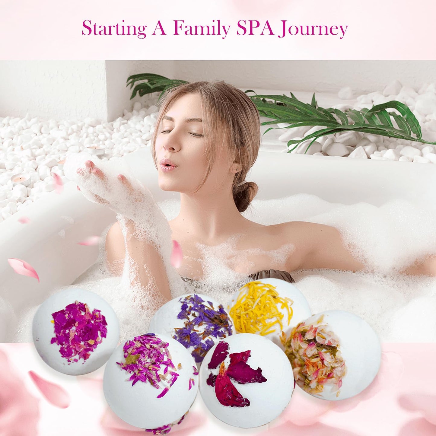 Persidra Aromatherapy Bath Bombs with Dried Flower Petals - 6 Pack Large Bath Bomb Handmade SPA Gift Set for Women, Moisturizing Natural Essential Oil Fizzies for Stress Relief & Relaxation Home SPA