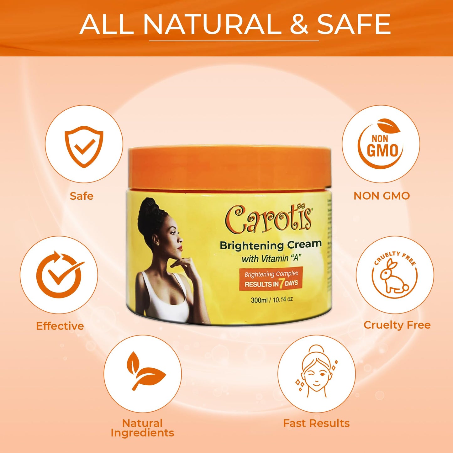CAROTÏS, Skin Brightening Cream – 300ml / 10.14fl oz – 7 Day Night Cream for Uneven Skin Tone, with Vitamin A