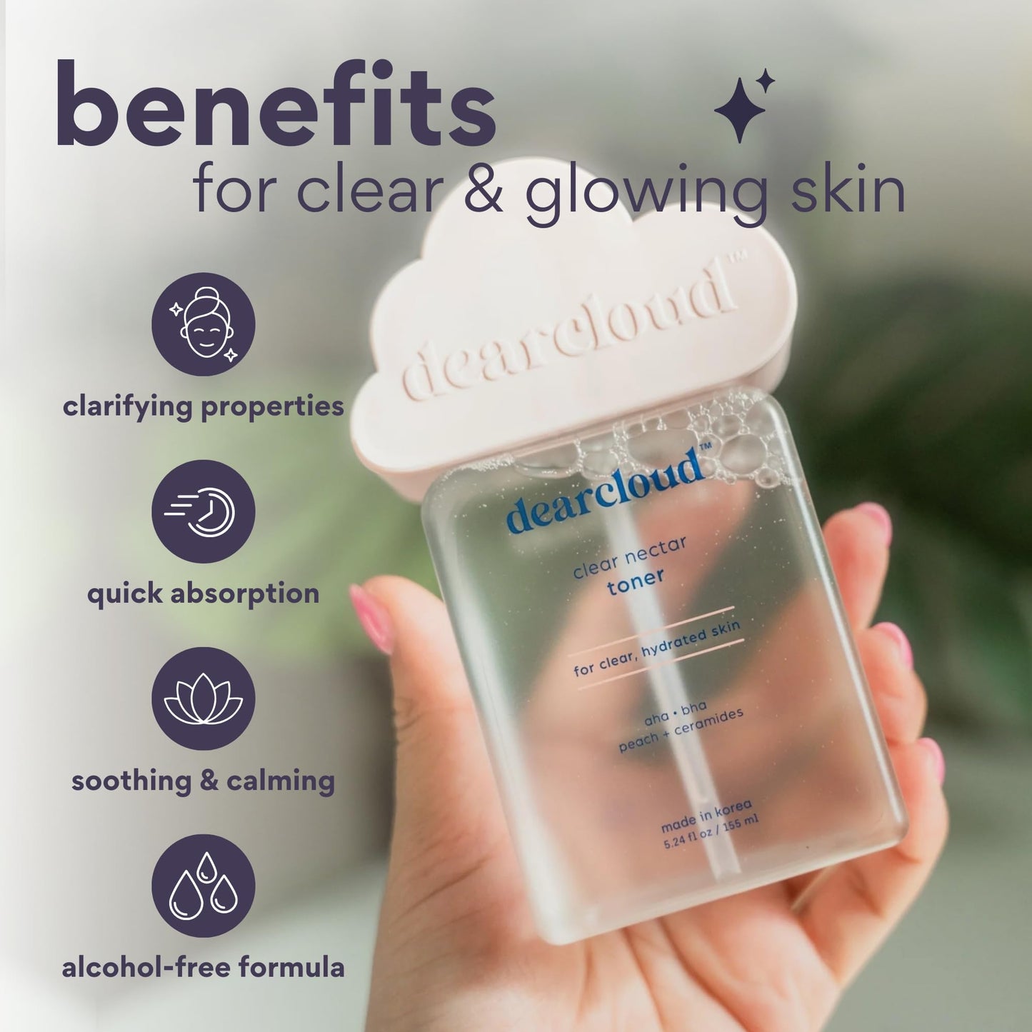 dearcloud Clear Nectar Toner – Exfoliating Korean Toner (5.24 oz)