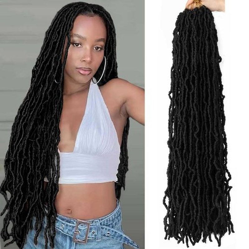 7 Packs Faux Locs Crochet Hair 30 Inch Soft Locs for Distressed Locs Butterfly Locs Crochet Hair for Women (30 Inch(Pack of 7) 1#)