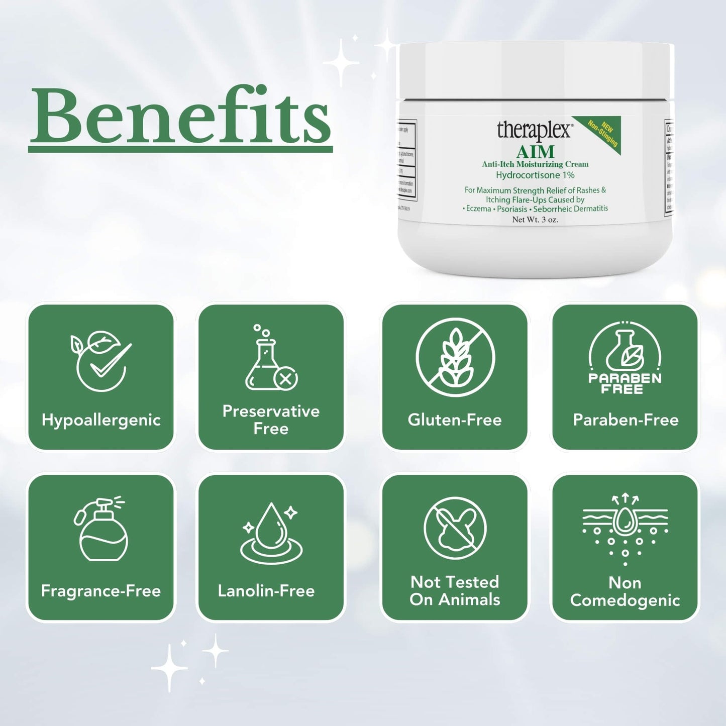 Theraplex AIM - Anti Itch Cream (2 oz) – 1% hydrocortisone for Itchy Skin Relief, moisturizing Cream for Eczema, Seborrheic Dermatitis. Safe for Kids. Relieves Itchy Skin with Maximum Strength.