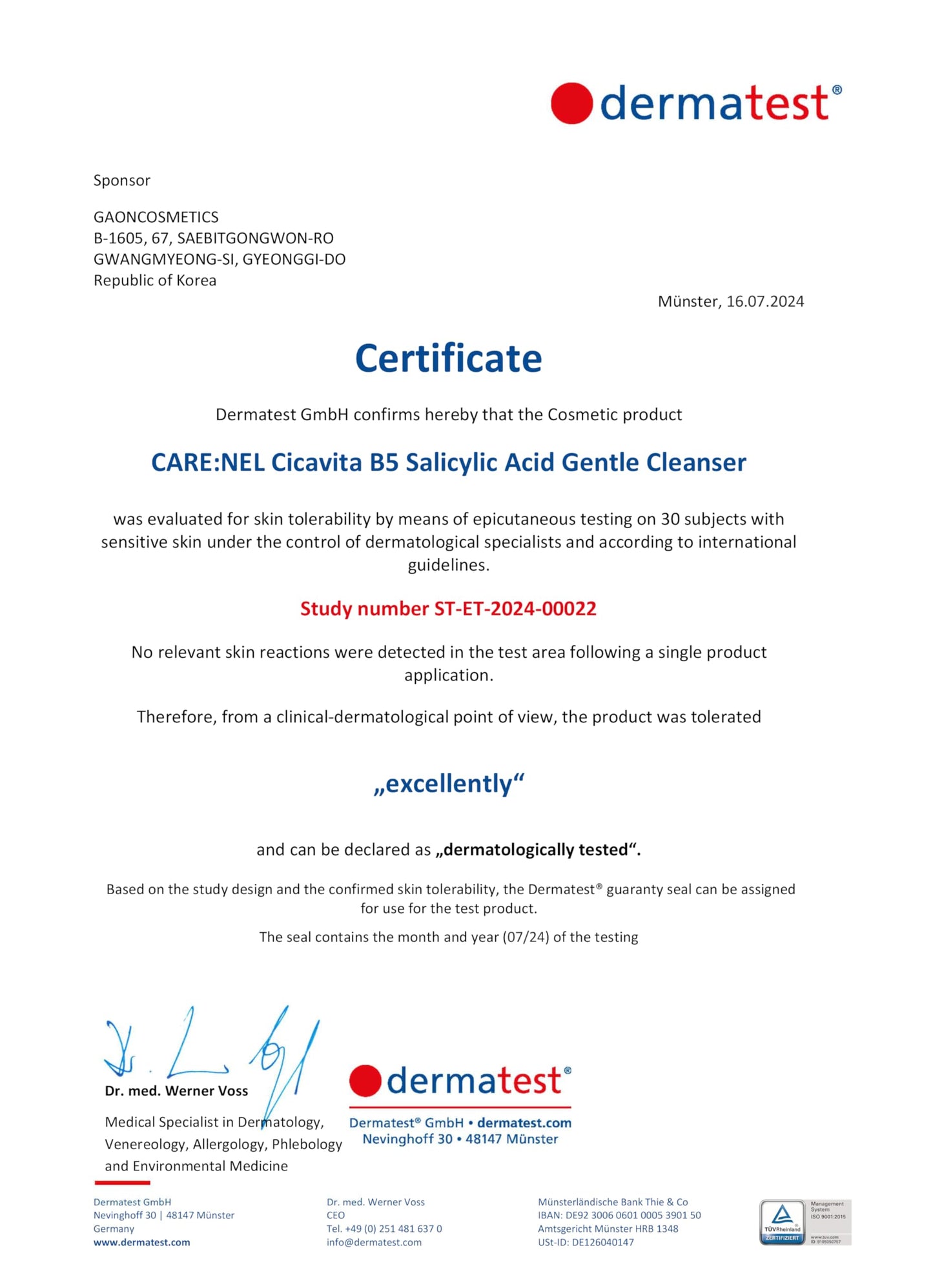 CARE:NEL Salicylic Acid Face Wash Korean Facial Cleanser Sensitive Skin Foaming Body 5.07 fl.oz (150ml)