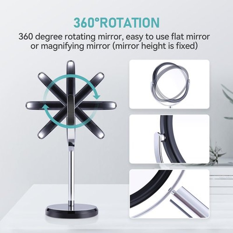 MIYADIVA 20X Magnifying Mirror, Makeup Mirror with Magnification, Double Sided 1X&20X Magnifying Makeup Mirror, 20X Magnifying Mirror for Desk, 360°Rotation Magnifying Mirror with Stand, Black