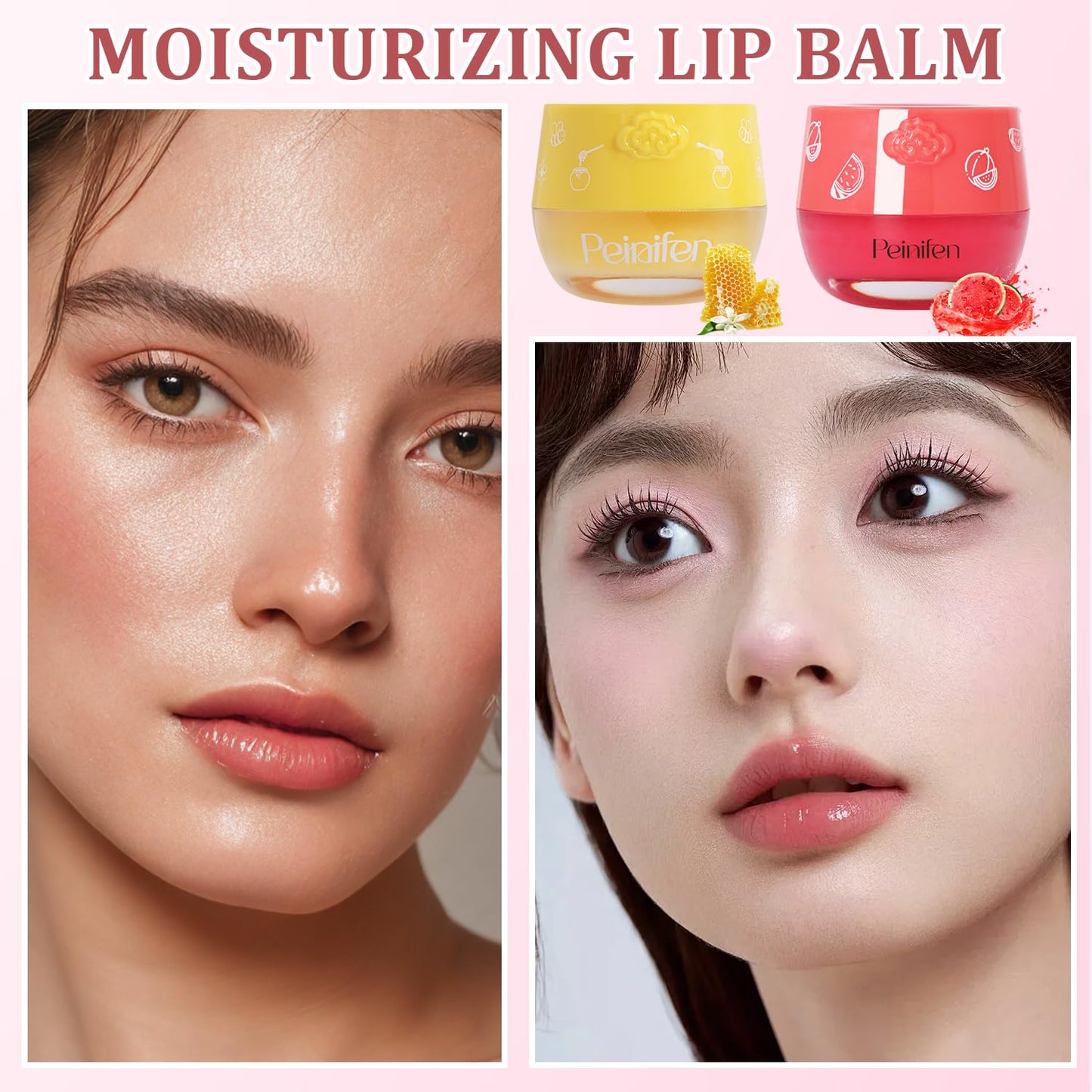 New 4 PCS Bee Lip Balm Lip Mask Honey Pot,Propolis Sleeping Lip Mask Overnight Moisturizing Lip Balm with Stick,Hydrating Prevention Dry and Cracked,Reduce Lip Lines,Fruit Lip Scrubs Exfoliator.